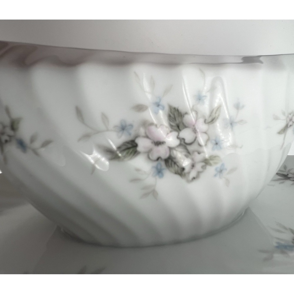 Gravy Boat Amcrest Lady Margaret Attached Underplate Fine China Platinum Japan - Picture 4 of 11